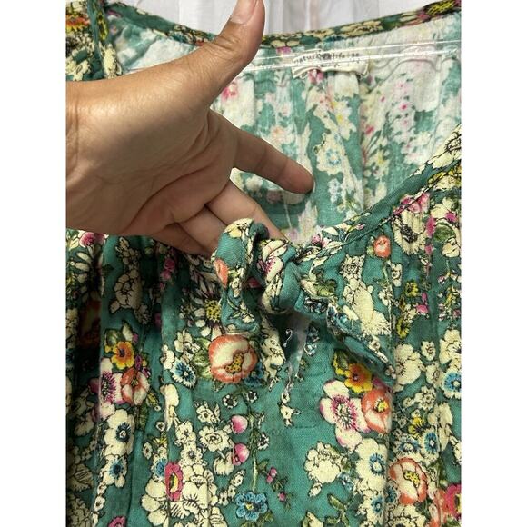 Natural Life Womens Sienna Floral Boho Mini Dress Sz M Puff Sleeve Cotton Gauze - Picture 7 of 11